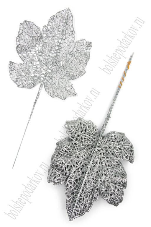 Ветки с глиттером 30*13 см (10 шт) SF-8024, серебро - Больше подарков фото 2