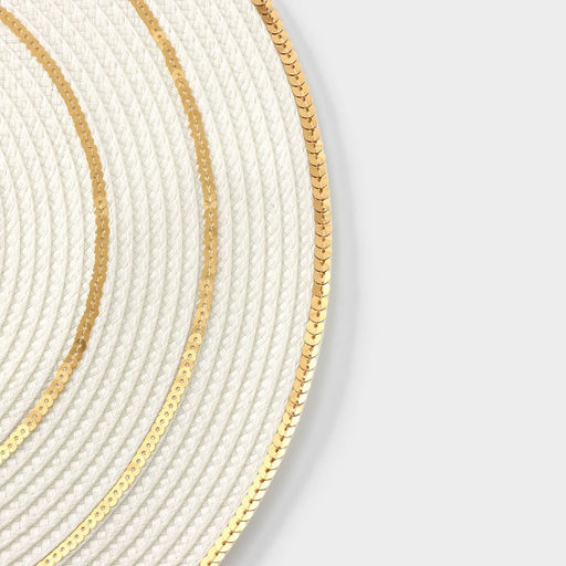 Салфетки сервировочные на стол Доляна, 4 шт., d=38 см, белые с золотым узором  фото 4