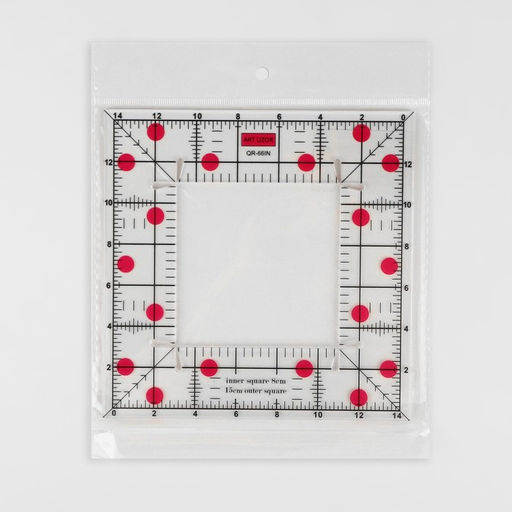 Линейка для квилтинга и пэчворка, с отверстием, 15×15 см, толщина 3 мм, цвет прозрачный/розовый
