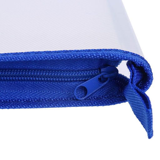 Папка на молнии с 3-х сторон А4, 450мкм, прозрачная с синим кантом - Calligrata фото 3