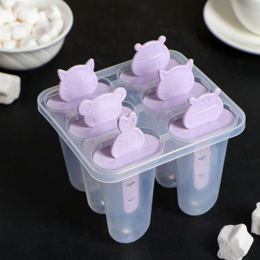 Форма для мороженого «Мордашки», 11×11×11 см, 6 ячеек, цвет прозрачный