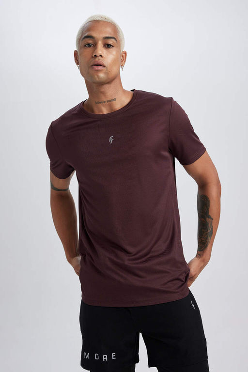 DeFactoFit Спортивная футболка узкого кроя с круглым вырезом и короткими рукавами с принтом  фото 6