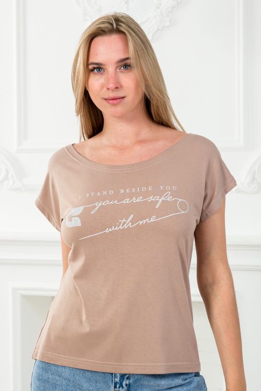 Футболка женская из вискозы Лирика кофе You are safe - Амадэль фото 2