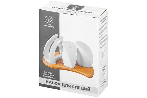 Набор для специй Elan Gallery Кристалл фарфор 3 предмета на подставке 19×14,5×10 см  фото 14
