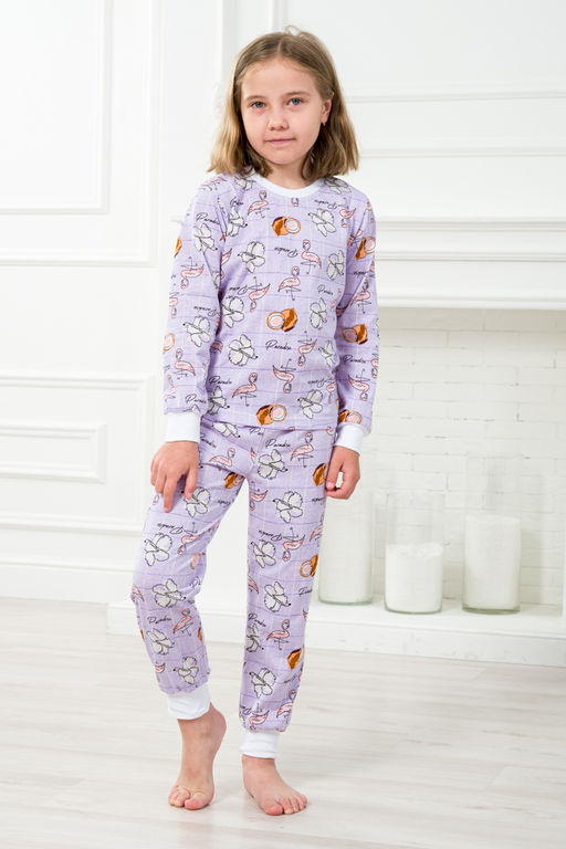 Пижама детская из джемпера и брюк из кулирки Фламинго - Амадэль фото 3
