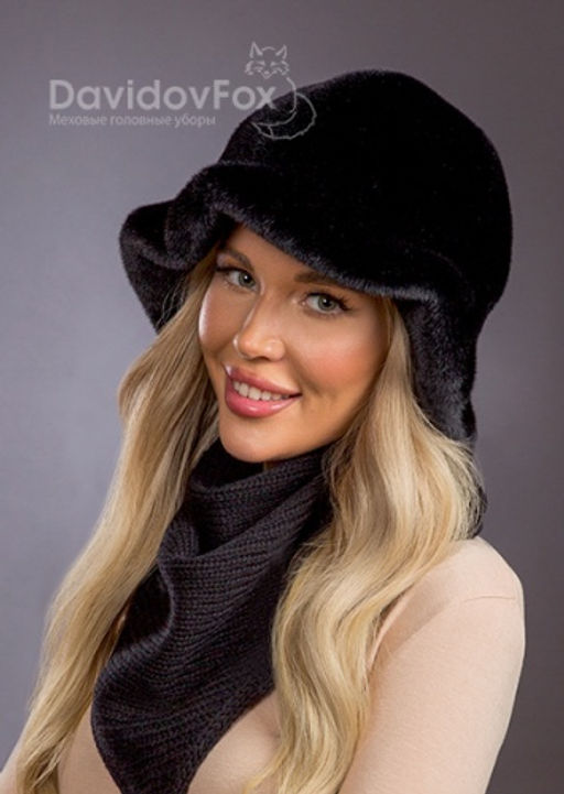 шапка Шляпка экомех волна блэк - Davidovfox фото 3