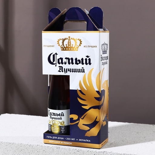 Подарочный набор Экстра мужик: гель для душа 250 мл и мочалка для тела, Чистое счастье  фото 2