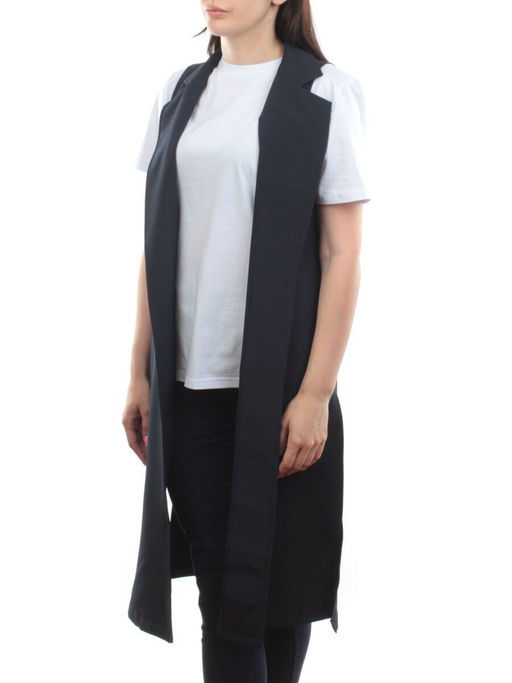 S2623 DK. BLUE Жилет женский классический удлиненный (95% полиэстер,5% спандекс)