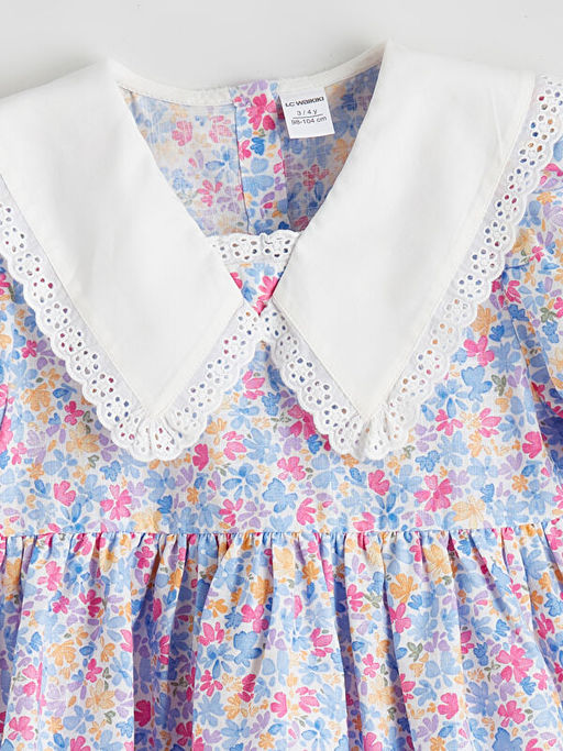 Bask?l? Keten G?r?n?ml? K?z ?ocuk Elbise