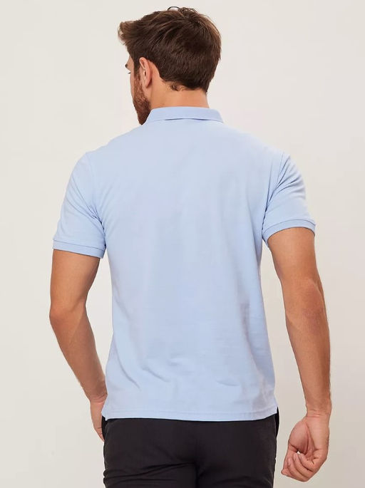 KM1764 Футболка-поло ГОЛУБОЙ