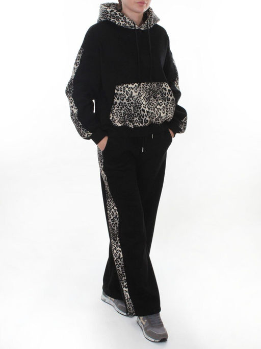 008 BLACK/LEOPARD Костюм спортивный зимний женский (95% хлопок, 5% полиэстер)