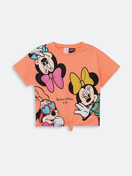 Bisiklet Yaka K?sa Kollu Minnie Mouse Bask?l? K?z Bebek Bluz ve Tayt 2li Tak?m - Waikiki фото 2