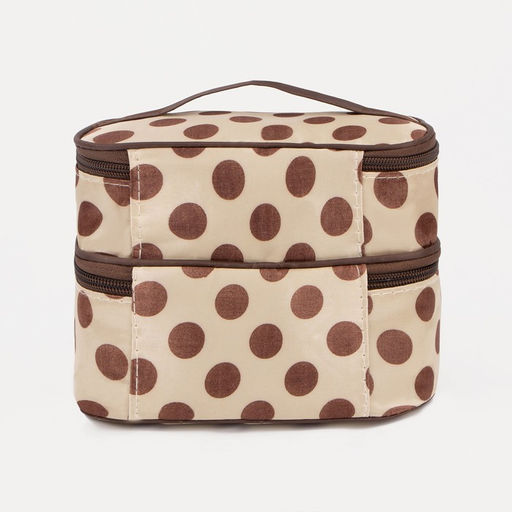 Косметичка, 2 отдела на молниях, цвет бежевый/коричневый - Simaland фото 2