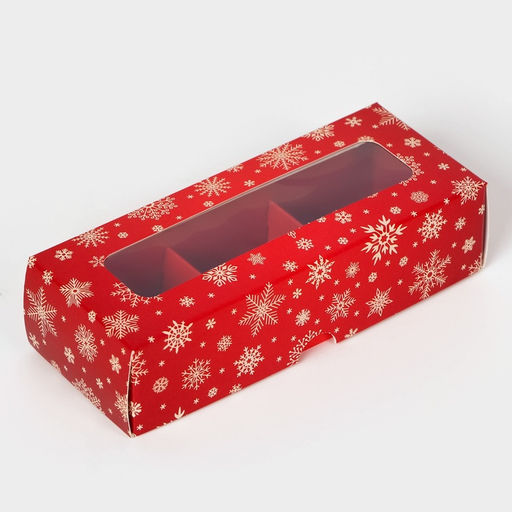 Коробка под 3 конфеты новогодняя «Снежинки», 13×5×3 см