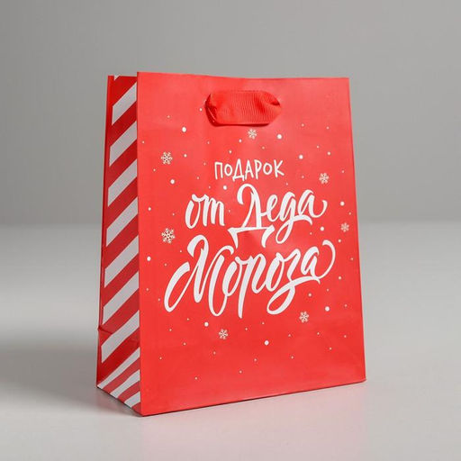 Цена за 3 шт. Пакет подарочный новогодний ламинированный «Подарок от Деда Мороза», S 12×15×5.5 см