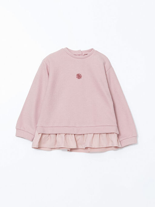 Bisiklet Yaka Uzun Kollu Nak??l? K?z Bebek Sweatshirt ve Tayt 2li Tak?m - Waikiki фото 2