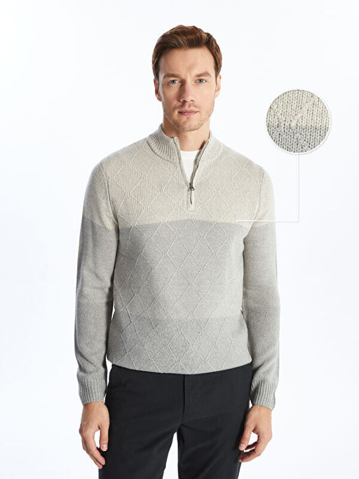 Dik Yaka Uzun Kollu Erkek Triko Kazak