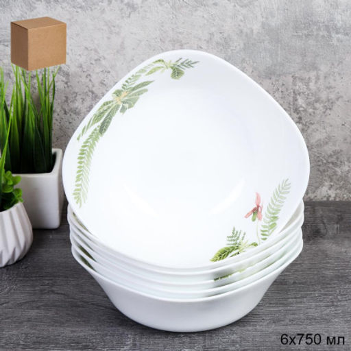 Набор суповых квадратных тарелок 6 штук 750 мл 170 мм / FSW-75XN (6750) /уп 6/ Тропики