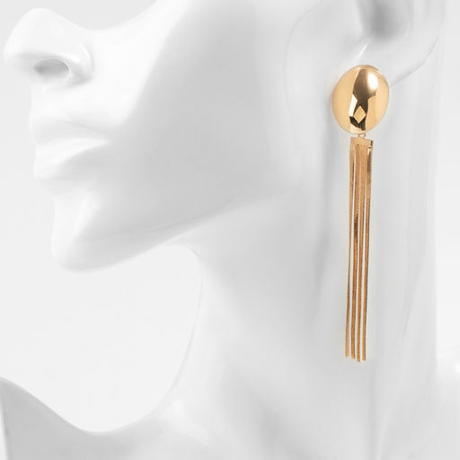 Серьги висячие Водопад 4 нити, цвет золото - Qf фото 3