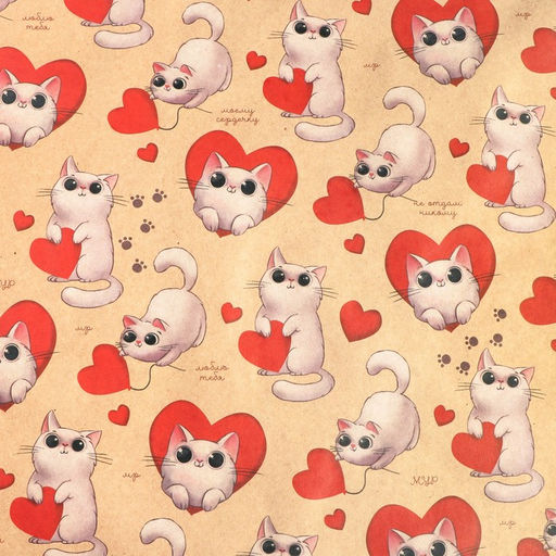 Цена за 10 шт. Бумага упаковочная крафтовая Моему сердечку, 50?70 см