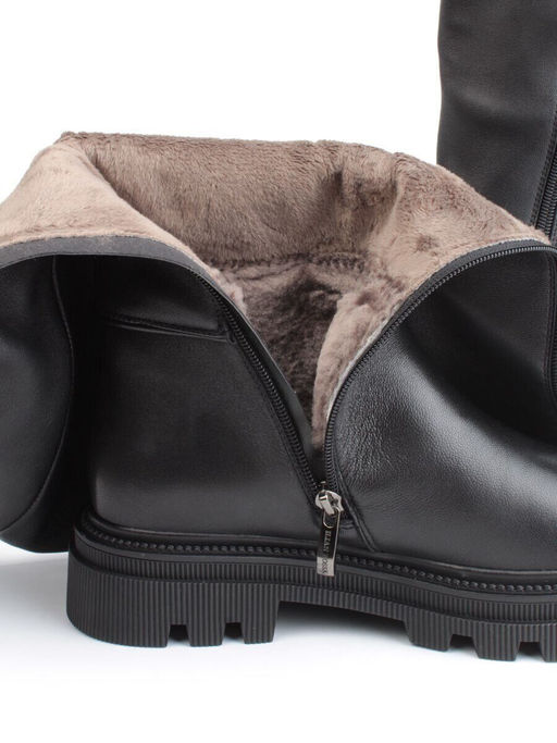 02-FK888-1M BLACK Сапоги зимние женские (натуральная кожа, байка, натуральный мех)