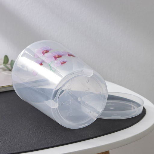 Цена за 2 шт. Горшок для орхидей с поддоном, 1.2 л, пластиковый, прозрачный, МИКС