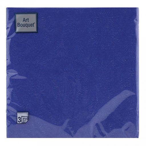 Салфетки бумажные "Art Bouquet" 33х33см, 3-х слойные, 16 штук в упаковке, 100% целлюлоза, "Барокко. Темно-синий" (Россия)