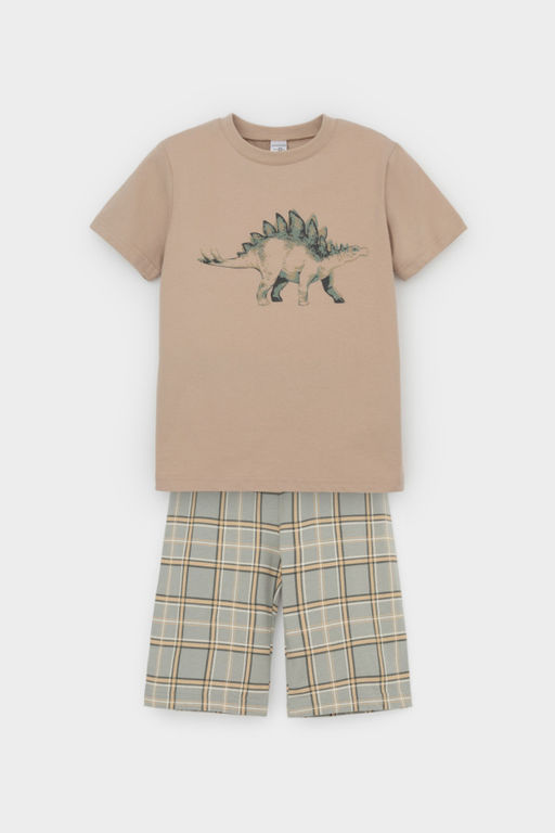 К 1528-1/тем.бежевый,шотландская клетка, пижама - Crockid фото 2