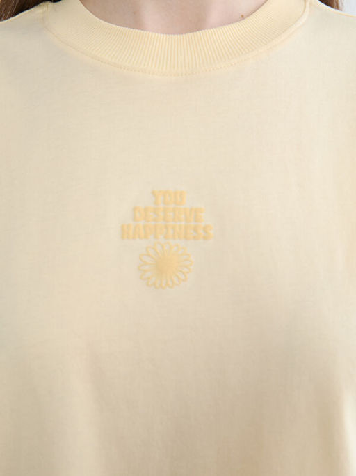 Bisiklet Yaka Bask?l? Kad?n Ti??rt