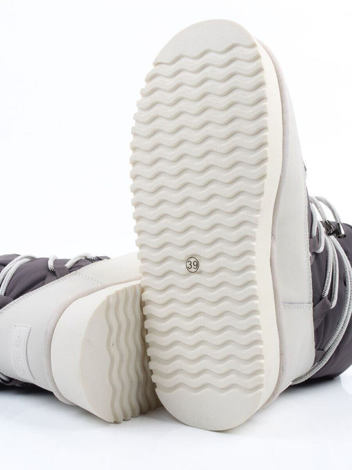04-WF029-4M DK. GRAY/MILK Ботинки зимние женские (натуральная кожа, курточная ткань, 100% шерсть)