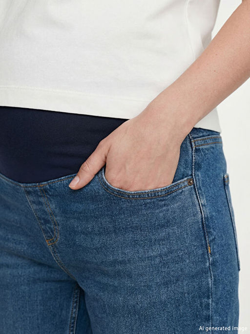 Kar?n Panelli Straight Fit Hamile Jean Pantolon