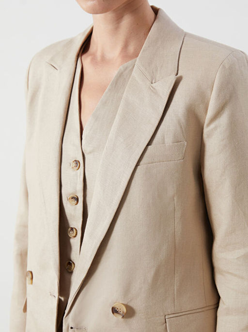 %100 Keten Kad?n Blazer Ceket