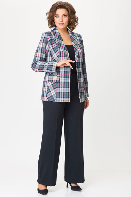 Костюм БелЭльСтиль 412/601 синяя клетка + синий однотон
