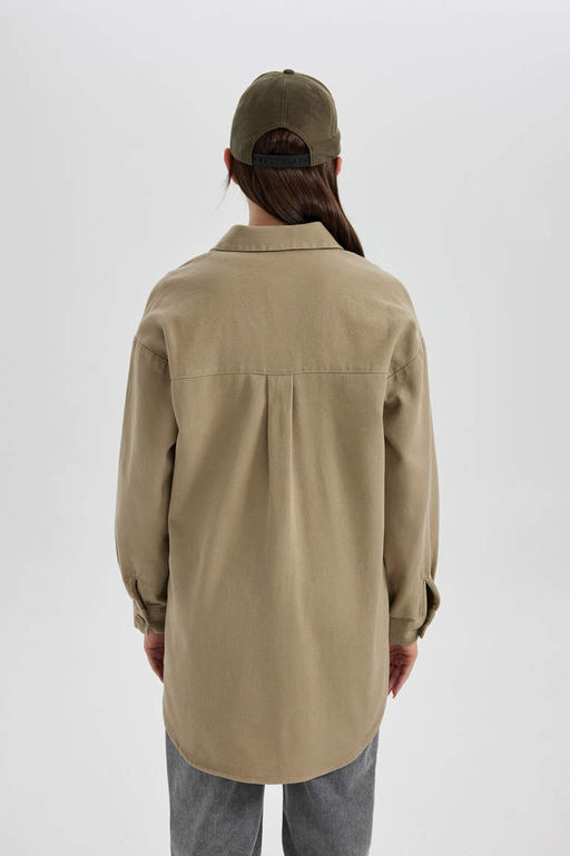 Габардиновая туника с длинными рукавами Relax Fit - Defacto фото 5