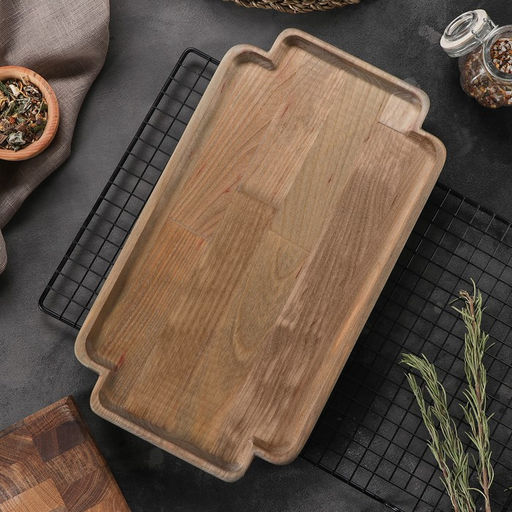 Поднос для подачи Adelica, 35×20×1.8 см, потайные ручки, дерево, массив берёзы, пропитано маслом