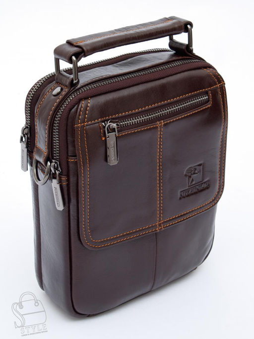 Сумка мужская кожаная 632M brown Fuzhiniao