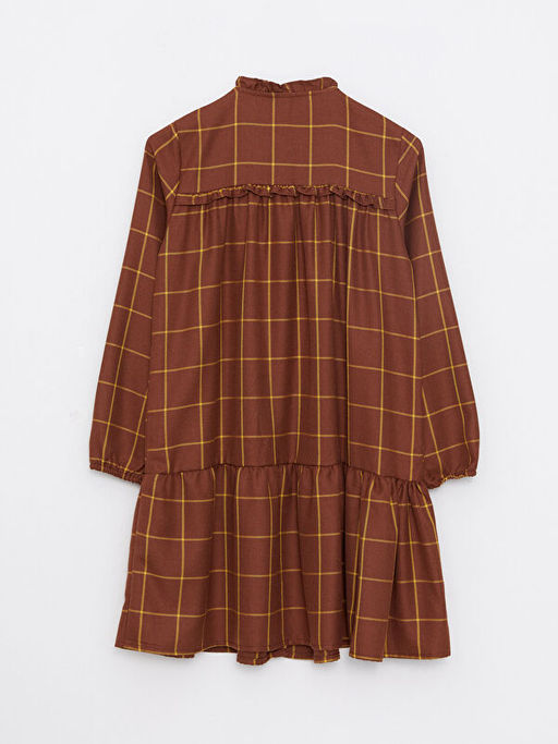 Hakim Yaka Ekose Uzun Kollu K?z ?ocuk Elbise