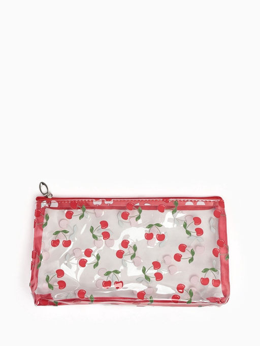 Косметичка женская Cherries, для бассейна, прямоугольная, прозрачная