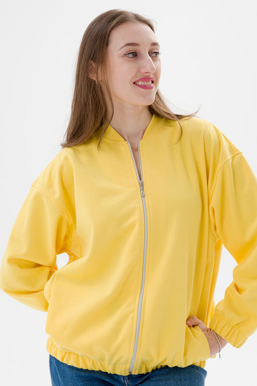Бомбер из коттон фита жёлтый - Амадэль фото 10