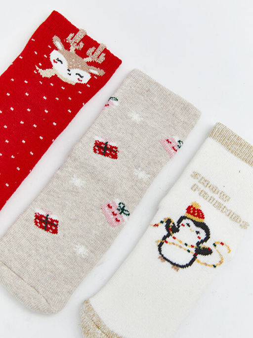 Y?lba?? Temal? K?z Bebek Soket ?orap 3l?