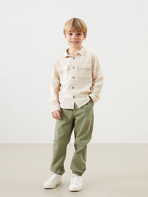 Basic Uzun Kollu Erkek ?ocuk G?mlek ve Pantolon 2li