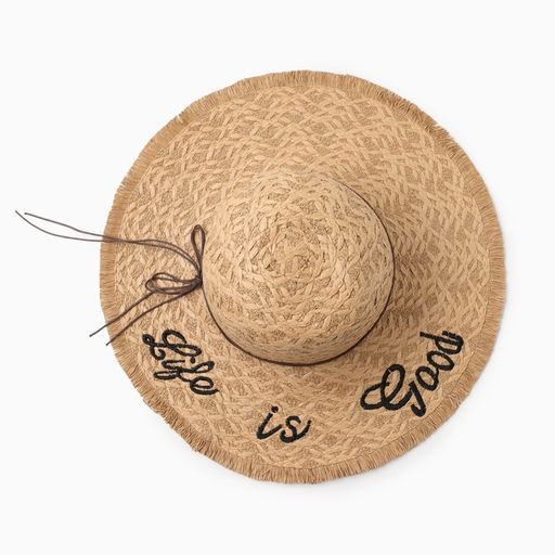 Шляпа женская MINAKU Life is good, размер 54-56, бежевая