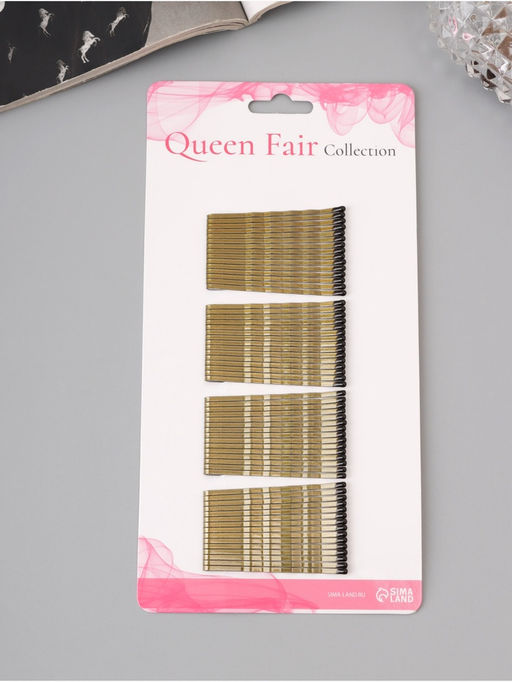 Цена за 3 шт. Невидимки для волос «Валери», набор 60 шт., 4.5 см, золото