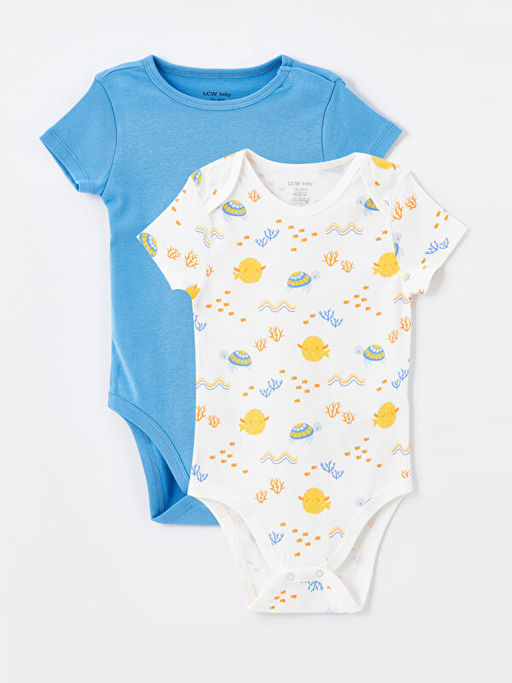 Bisiklet Yaka Bask?l? Erkek Bebek ??t??tl? Body 2li