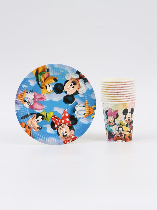 Посуда одноразовая бумажная на 10 персон: стаканы, тарелки, скатерть, Друзья