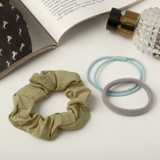 Резинки для волос QF «Эмилия», набор 3 шт., жатка, МИКС