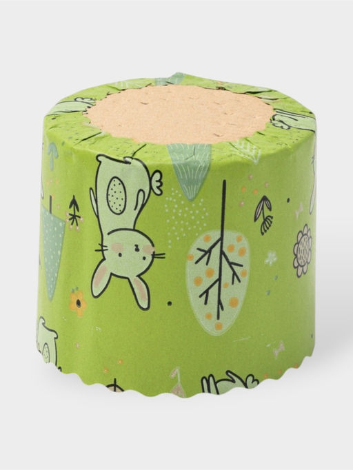 Цена за 2 шт. Формы для выпечки кулича бумажные «Зайки в лесу», одноразовые, набор 10 шт., 7×6 см, зелёные