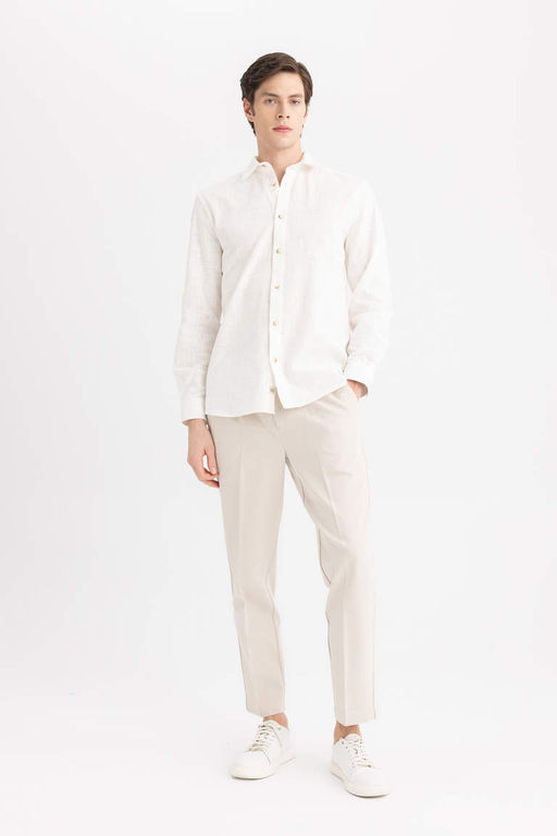 Хлопковая рубашка с длинными рукавами и воротником поло стандартного кроя - Defacto фото 2