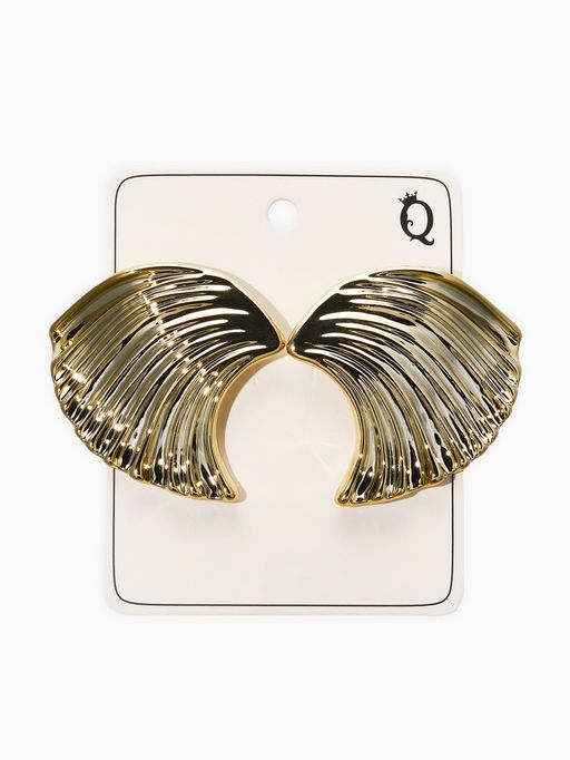 Цена за 2 шт. Серьги пластик "Волна", цвет золото