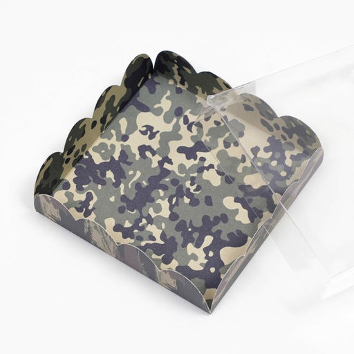 Цена за 5 шт. Коробка для печенья, Зеленый камуфляж, 12?12?3 см